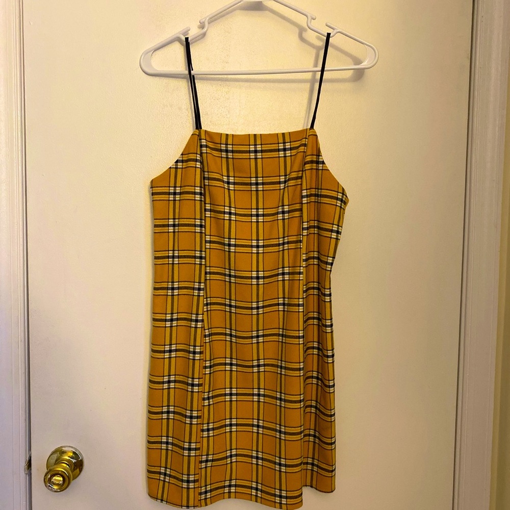 Urban Outfitters plaid yellow mini dress